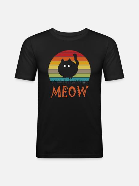 Funny cute cat - Men's Slim Fit T-Shirt - black