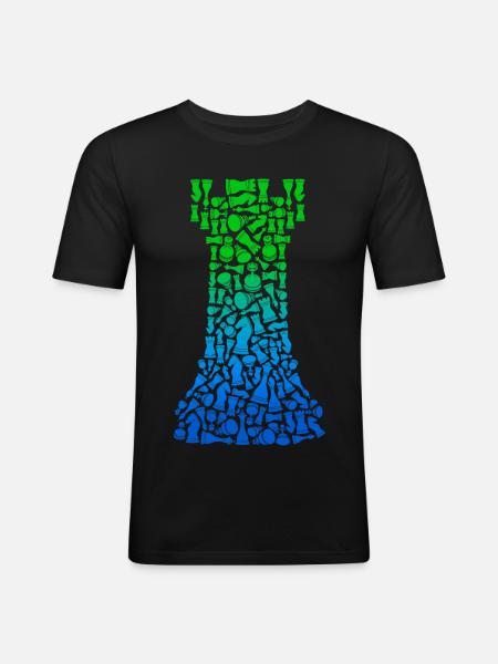 Jeu d’échecs Pièces d’échecs Joueur d’échecs - T-shirt près du corps Homme - noir