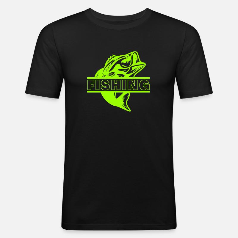 Fischen - Männer Slim Fit T-Shirt - Schwarz