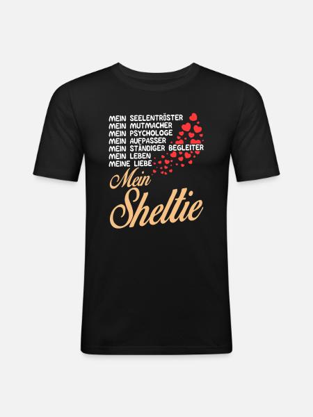 Sheltie - Mein - Männer Slim Fit T-Shirt - Schwarz