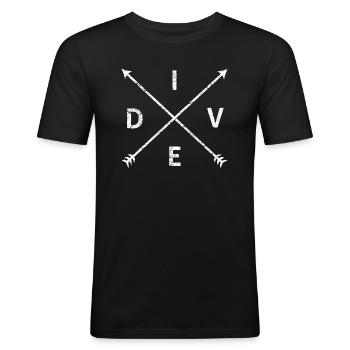 Tauchen Logo Taucher Geschenk Vintage Scuba - Männer Slim Fit T-Shirt - Schwarz - Vorne - Nik (191cm)