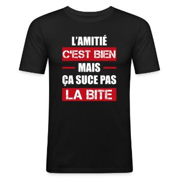 citation beauf amitié | cadeau beauf pour homme - T-shirt près du corps Homme - noir - Devant - Nik (191cm)