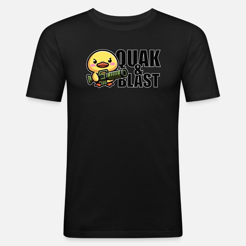 Quak & Blast - Männer Slim Fit T-Shirt - Schwarz