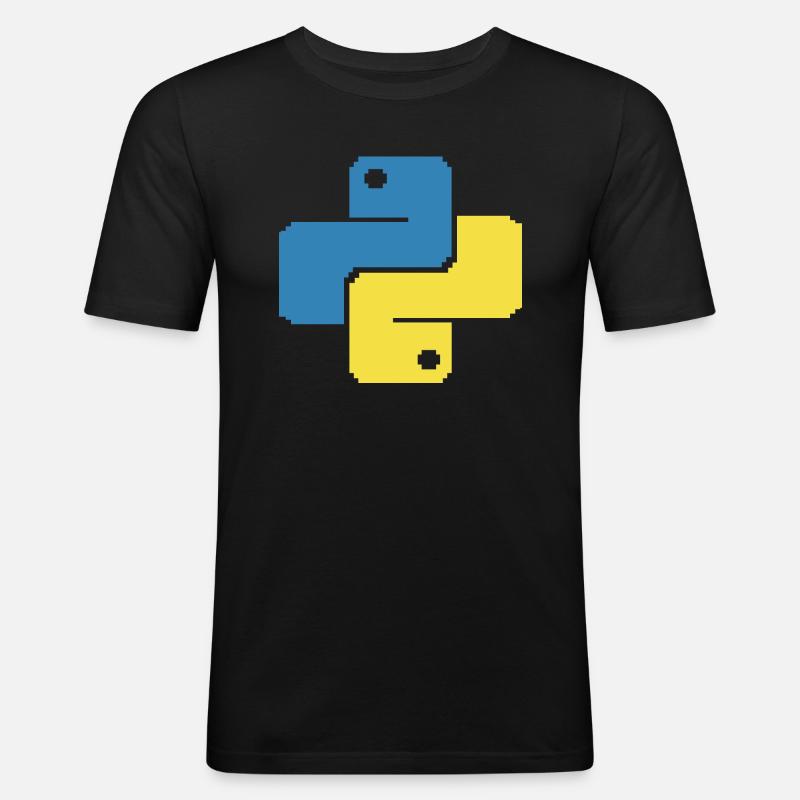 Python Pixelart - Männer Slim Fit T-Shirt - Schwarz