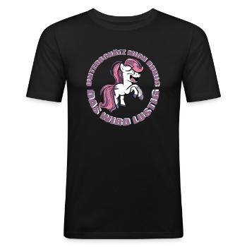 Unterschätz mich ruhig, das wird lustig - Männer Slim Fit T-Shirt - Schwarz - Vorne - Nik (191cm)