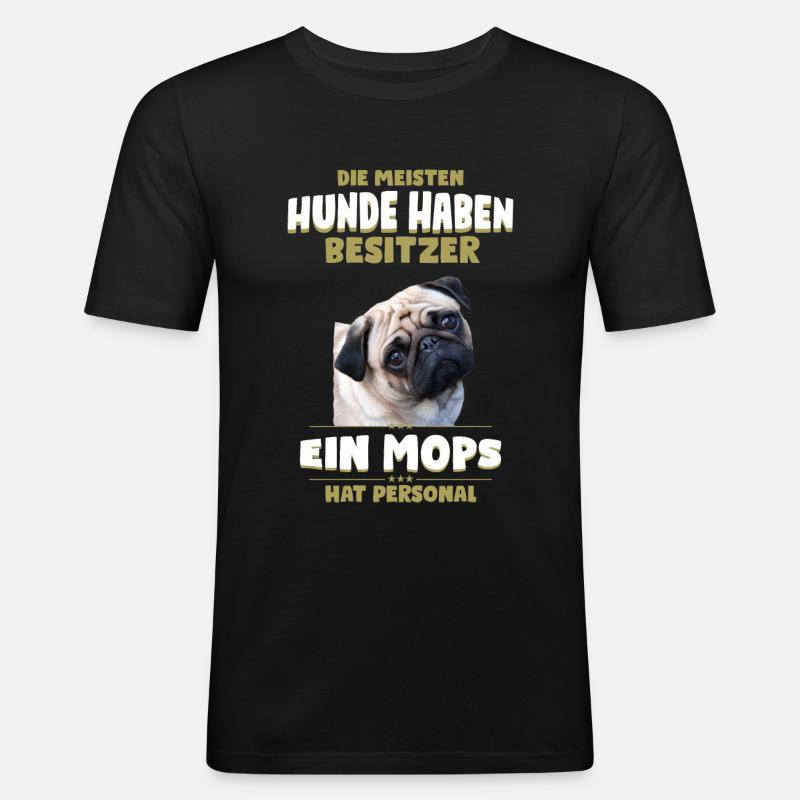 Mops Shirt - Mops Hund TShirt - Männer Slim Fit T-Shirt - Schwarz