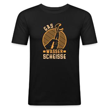 Gas Wasser Scheiße Klempner Spengler - Männer Slim Fit T-Shirt - Schwarz - Vorne - Nik (191cm)