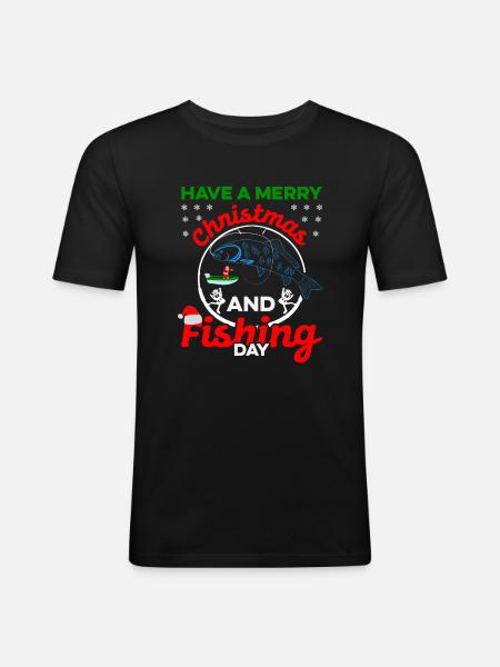 Have a merry fishing outfit - Men's Slim Fit T-Shirt - black