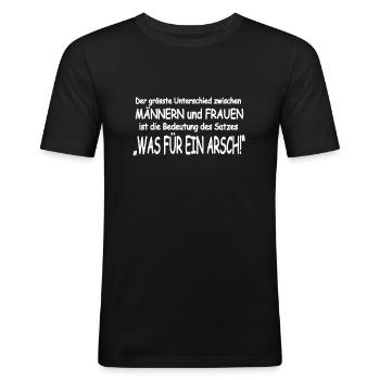 Lustige Sprüche Männer Frauen - Männer Slim Fit T-Shirt - Schwarz - Vorne - Nik (191cm)