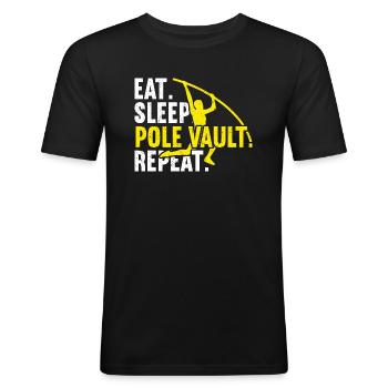 Saut à la perche - T-shirt près du corps Homme - noir - Devant - Nik (191cm)