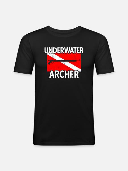 Speerfischen Speerfischer Speerfischer - Männer Slim Fit T-Shirt - Schwarz