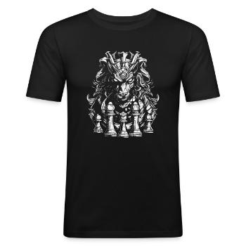 Schach - Männer Slim Fit T-Shirt - Schwarz - Vorne - Nik (191cm)