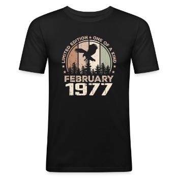 Incomparable since February 1977, 47th Anniversary - Men's Slim Fit T-Shirt - black - Front - Nik (191cm)