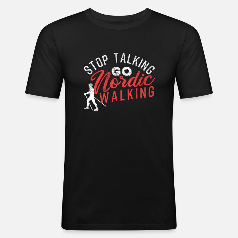 Nordic Walking - Männer Slim Fit T-Shirt - Schwarz