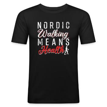 Marche nordique - T-shirt près du corps Homme - noir - Devant - Nik (191cm)