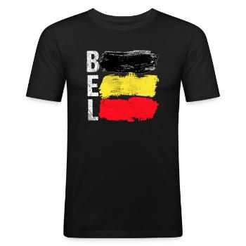 Belgium - Men's Slim Fit T-Shirt - black - Front - Nik (191cm)