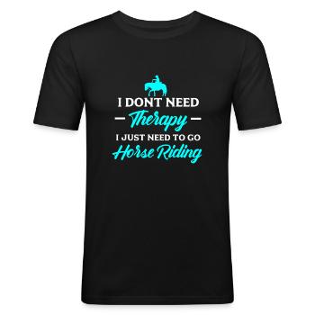 Équitation - T-shirt près du corps Homme - noir - Devant - Nik (191cm)