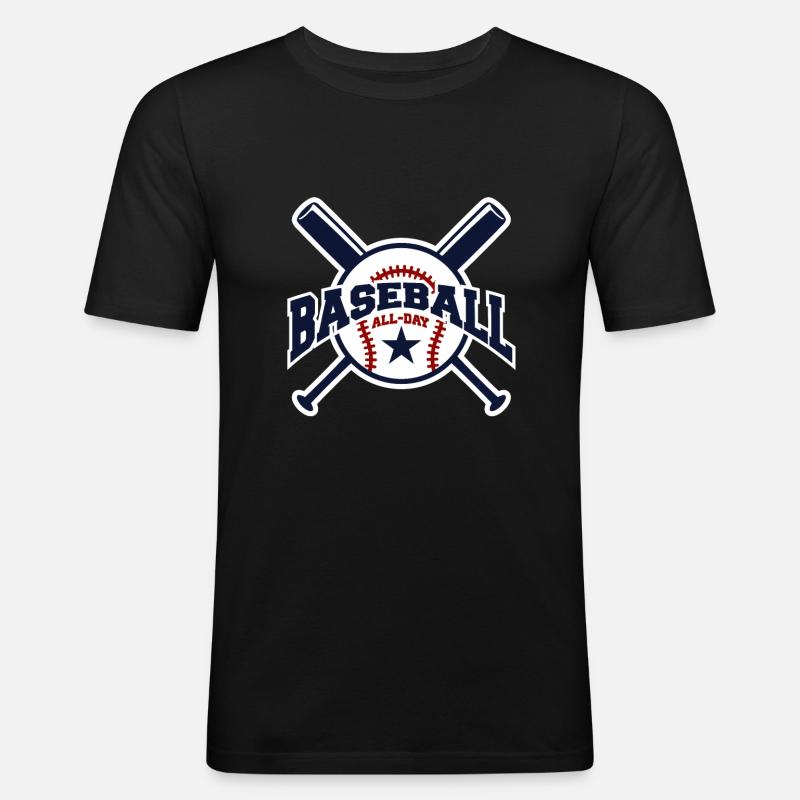 Baseball - Männer Slim Fit T-Shirt - Schwarz