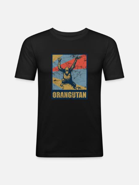 Orangutan Retro - Men's Slim Fit T-Shirt - black