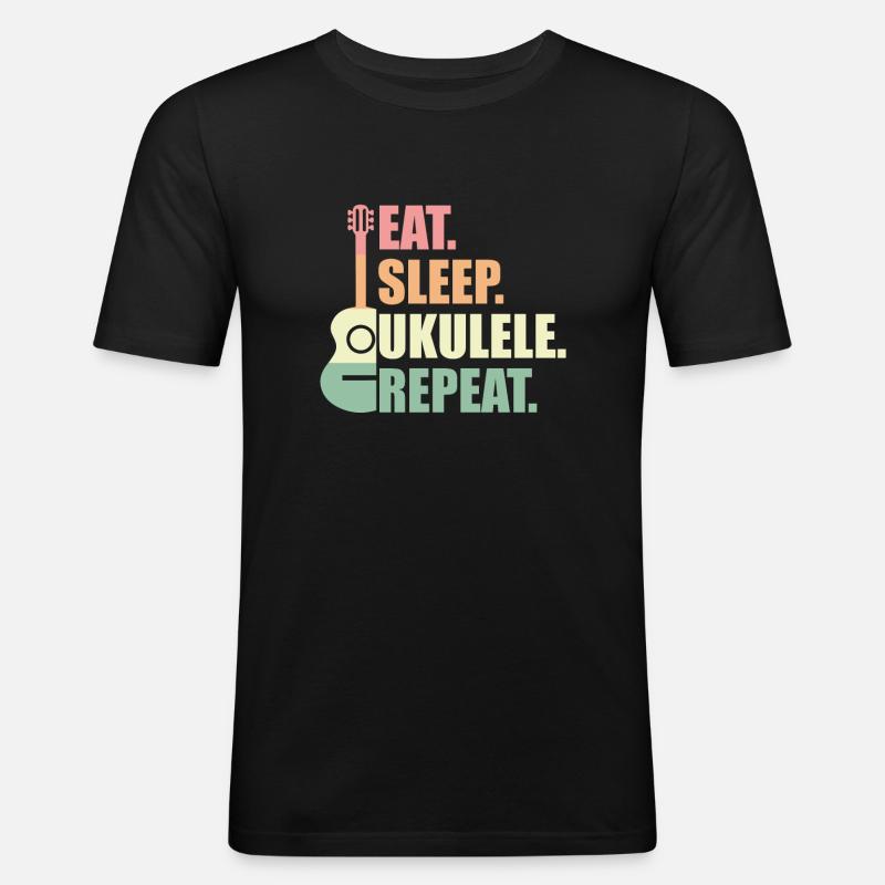 Ukulele Retro Geschenk - Männer Slim Fit T-Shirt - Schwarz
