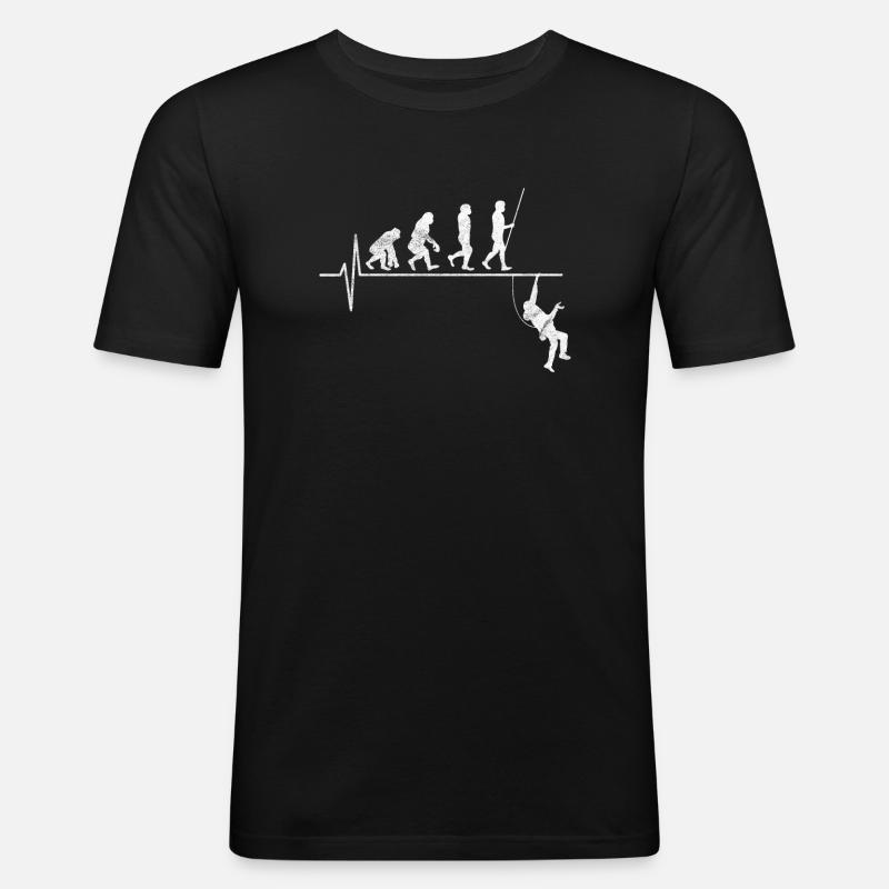 Klettern Evolution Geschenk - Männer Slim Fit T-Shirt - Schwarz