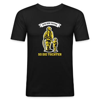 Feuerwehr Feuerwehrmann Vater und Tochter Geschenk - Männer Slim Fit T-Shirt - Schwarz - Vorne - Nik (191cm)
