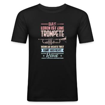 Trompeter Trompete Kunstmusik - Männer Slim Fit T-Shirt - Schwarz - Vorne - Nik (191cm)