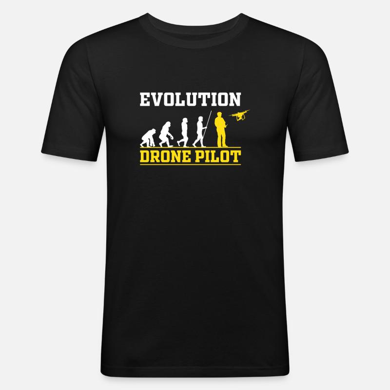 Drohne Pilot Evolution Geschenk Idee - Männer Slim Fit T-Shirt - Schwarz