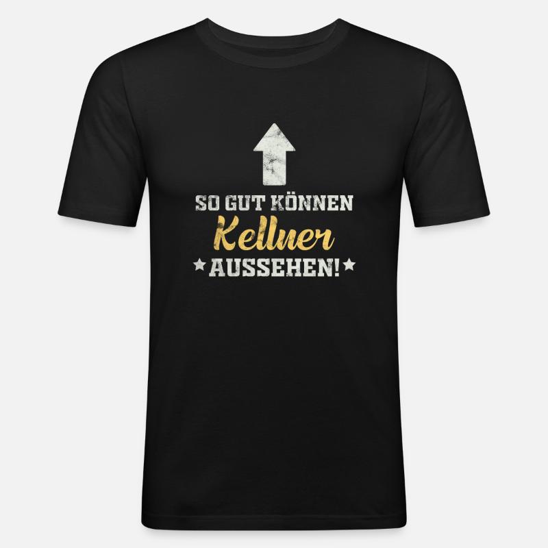 Kellner lustiger Spruch - Männer Slim Fit T-Shirt - Schwarz