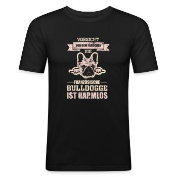 Französische Bulldogge Tierheim - Männer Slim Fit T-Shirt - Schwarz - Vorne - Nik (191cm)