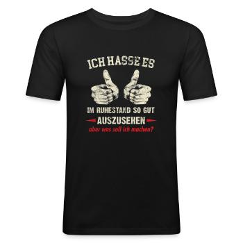 Rentner - Lustige Rentnersprüche - Männer Slim Fit T-Shirt - Schwarz - Vorne - Nik (191cm)