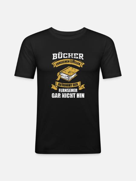 Lesen - Männer Slim Fit T-Shirt - Schwarz