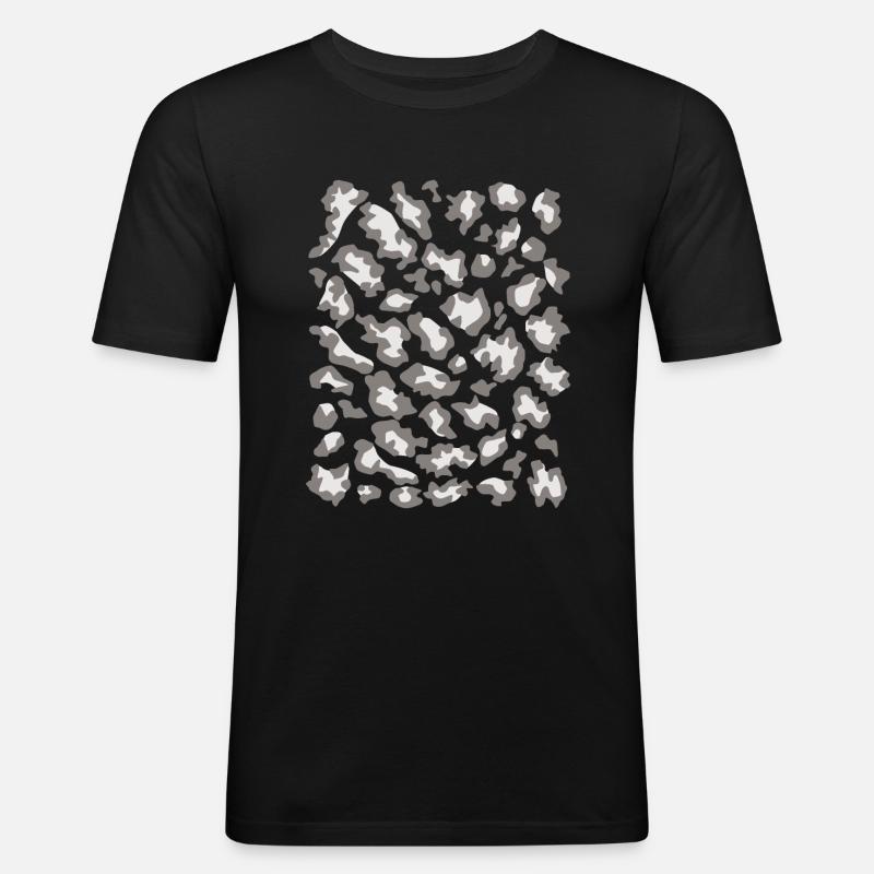 Schneeleopard Muster hell - Männer Slim Fit T-Shirt - Schwarz