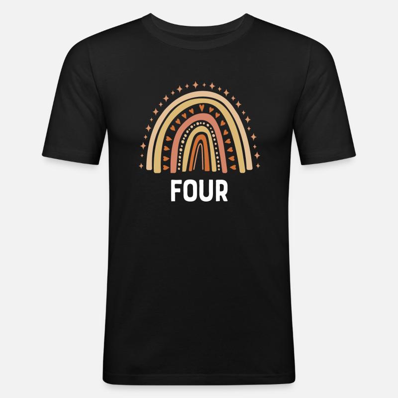 Orange Regenbogen Vier Jahre 4. Geburtstag - Männer Slim Fit T-Shirt - Schwarz