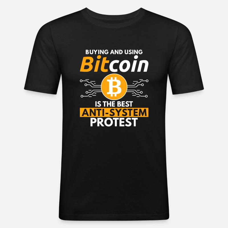 Acheter et utiliser Bitcoin - T-shirt près du corps Homme - noir