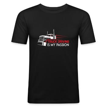 Lkw-Fahren Ist Meine Leidenschaft - Lkw-Fahrer - Männer Slim Fit T-Shirt - Schwarz - Vorne - Nik (191cm)