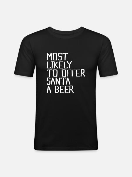 Offering Santa Claus a beer - Men's Slim Fit T-Shirt - black
