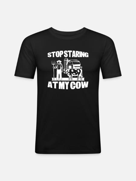 Ne regarde pas ma vache - T-shirt près du corps Homme - noir