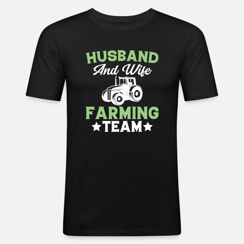 Ehemann Und Ehefrau Farming Team - Männer Slim Fit T-Shirt - Schwarz