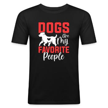 Dogs are my dearest people - Men's Slim Fit T-Shirt - black - Front - Nik (191cm)