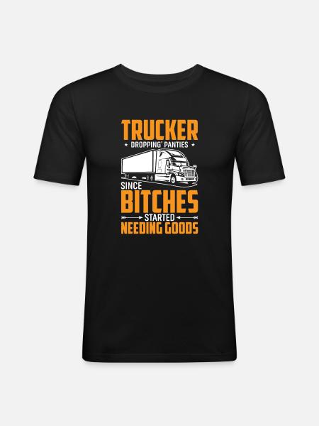 Trucker drops knickers - Trucker - Men's Slim Fit T-Shirt - black