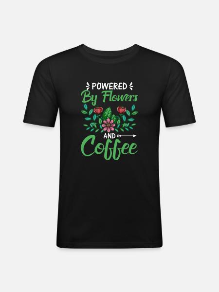 Powered by Flowers and Coffee - Men's Slim Fit T-Shirt - black