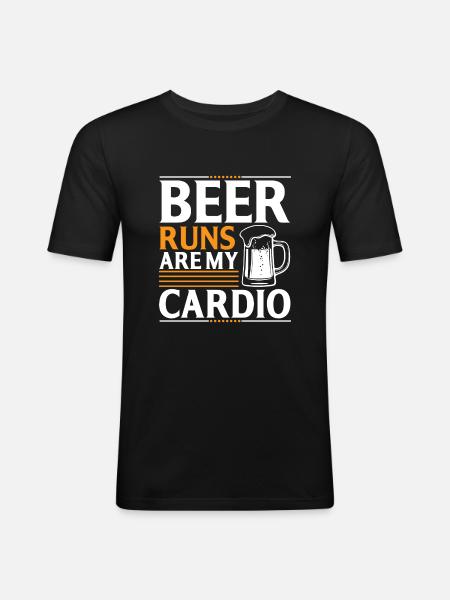 Bierläufe Sind Mein Kardiotraining - Männer Slim Fit T-Shirt - Schwarz