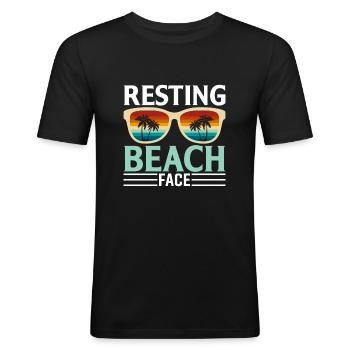 Rested beach face - Men's Slim Fit T-Shirt - black - Front - Nik (191cm)