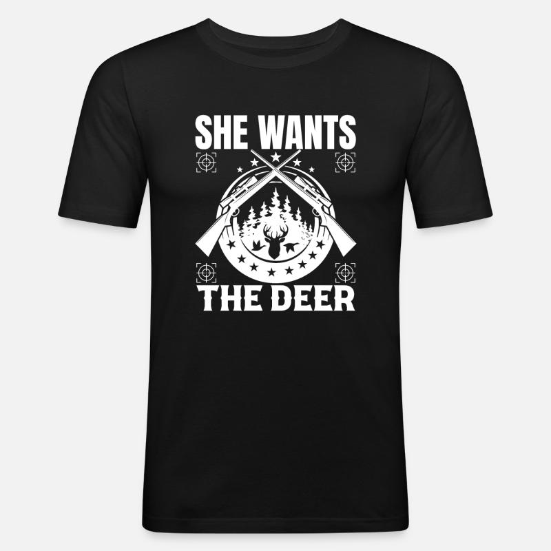 Sie Will Die Hirsche - Männer Slim Fit T-Shirt - Schwarz