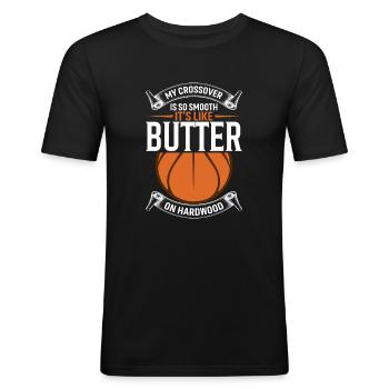 Mon crossover est si doux, c’est comme du beurre sur Har - T-shirt près du corps Homme - noir - Devant - Nik (191cm)