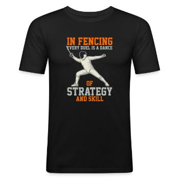 In fencing, every duel is a dance of strategy and - Men's Slim Fit T-Shirt - black - Front - Nik (191cm)