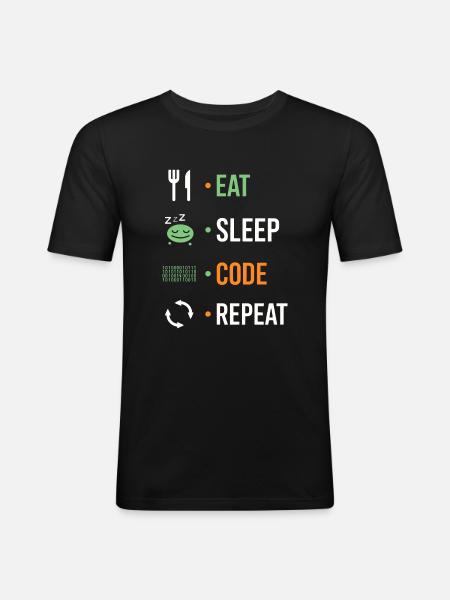 Eat, sleep, code, repeat. - Men's Slim Fit T-Shirt - black