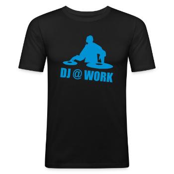 DJ @ Work - Men's Slim Fit T-Shirt - black - Front - Nik (191cm)