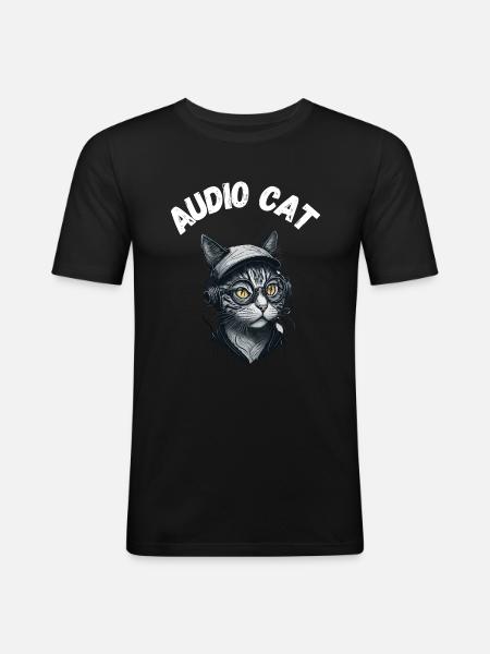 Chat audio - T-shirt près du corps Homme - noir